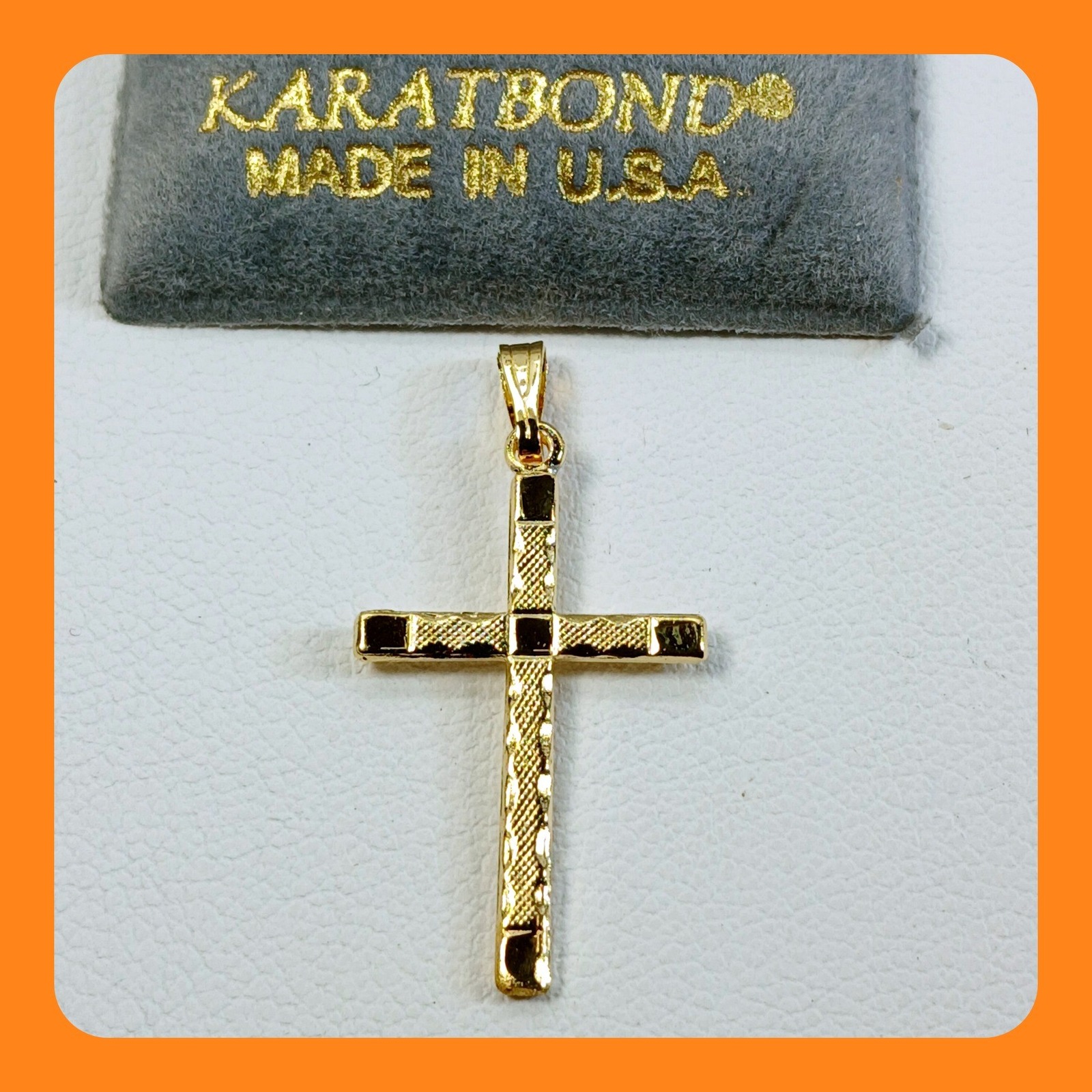 Karatbond Vintage Y2k Goldbond Diamond Cut Cross Pendant Made Usa NewOldStock